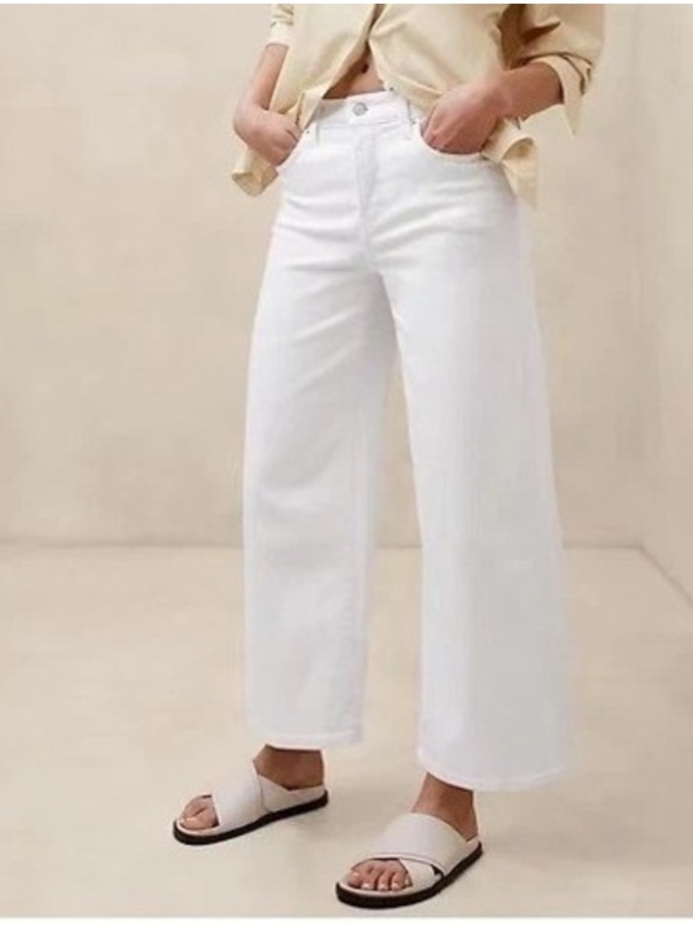 Banana Republic White Wide-Leg Jeans